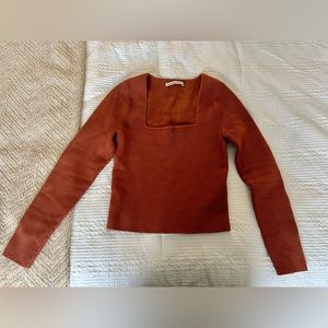 Abercrombie and Fitch Square Neck Sweater Top in Rust Medium